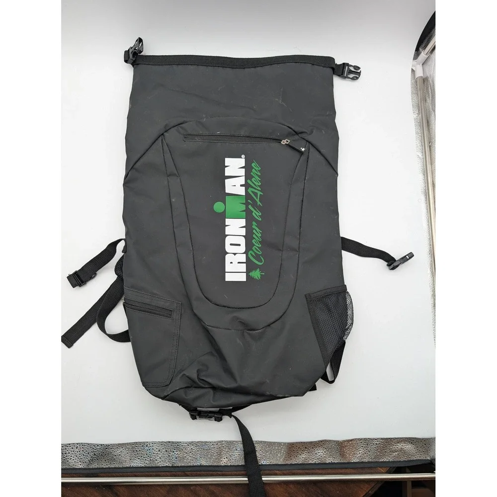 Ironman Coeur d'Alene Black PVC Tarpaulin Roll Top Triathlon Backpack